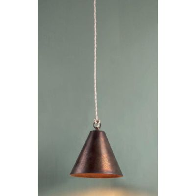 PICCOLA SOSPENSIONE CONICA D18 CM IN OTTONE ANTICATO STILE RUSTICO MADE IN ITALY DELLA IMAS IMAS - Cristalensi Shop Online