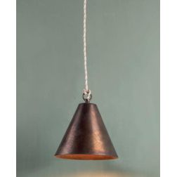 PICCOLA SOSPENSIONE CONICA D18 CM IN OTTONE ANTICATO STILE RUSTICO MADE IN ITALY DELLA IMAS IMAS - Cristalensi Shop Online