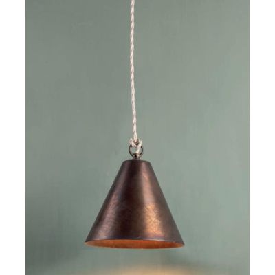 PICCOLA SOSPENSIONE CONICA D18 CM IN OTTONE ANTICATO STILE RUSTICO MADE IN ITALY DELLA IMAS IMAS - Cristalensi Shop Online