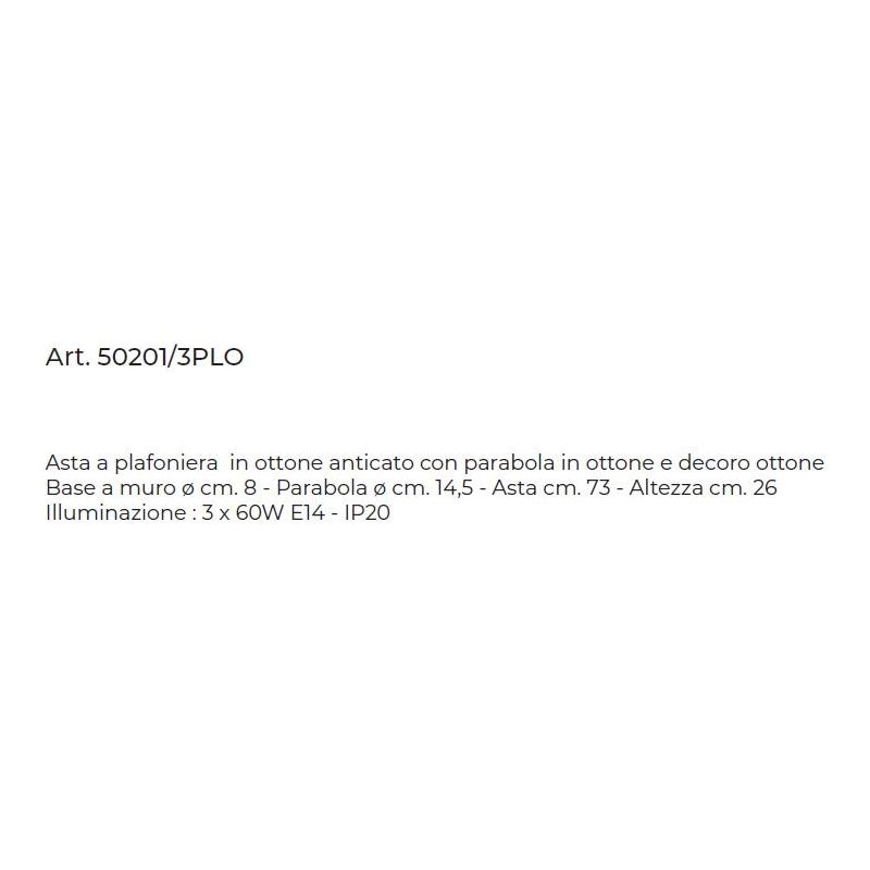 PLAFONIERA LINEARE 3 LUCI RUSTICA IN OTTONE ANTICATO DOTATA DI SNODI MADE IN ITALY DELLA IMAS IMAS - Cristalensi Shop Online