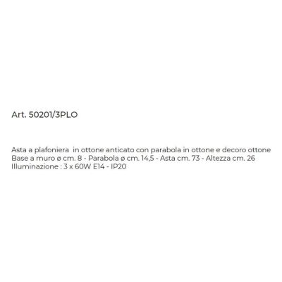 PLAFONIERA LINEARE 3 LUCI RUSTICA IN OTTONE ANTICATO DOTATA DI SNODI MADE IN ITALY DELLA IMAS IMAS - Cristalensi Shop Online