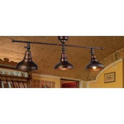 PLAFONIERA LINEARE 3 LUCI RUSTICA IN OTTONE ANTICATO DOTATA DI SNODI MADE IN ITALY DELLA IMAS IMAS - Cristalensi Shop Online