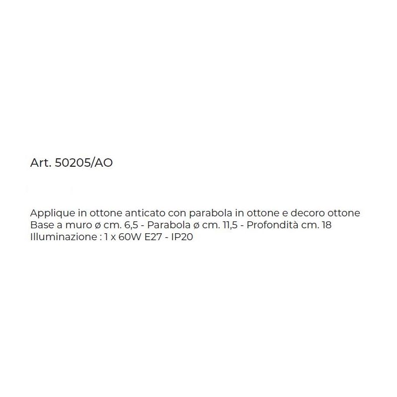 APPLIQUE RUSTICA IN OTTONE ANTICATO CON BRACCIO FLESSIBILE MADE IN ITALY DELLA IMAS IMAS - Cristalensi Shop Online