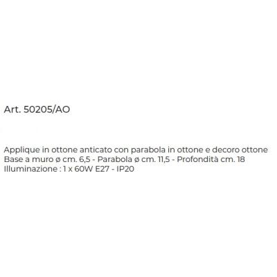 APPLIQUE RUSTICA IN OTTONE ANTICATO CON BRACCIO FLESSIBILE MADE IN ITALY DELLA IMAS IMAS - Cristalensi Shop Online