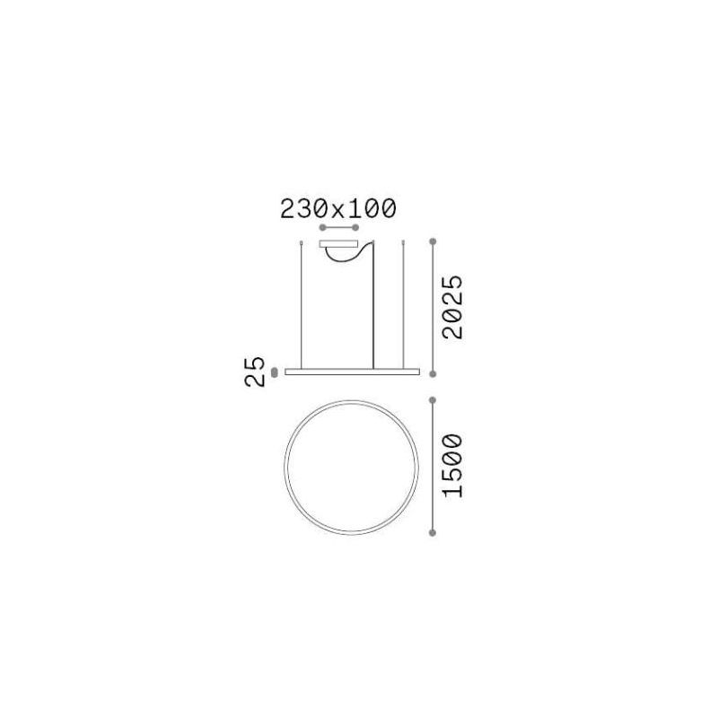 SOSPENSIONE MODERNA FORMA CIRCOLARE DIAMETRO CM 150 LED INTEGRATO 89W LUCE 3000K-4000K BIANCO O NERO CRISTALENSI - Cristalensi S
