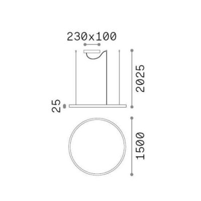 SOSPENSIONE MODERNA FORMA CIRCOLARE DIAMETRO CM 150 LED INTEGRATO 89W LUCE 3000K-4000K BIANCO O NERO CRISTALENSI - Cristalensi S