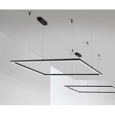 ORACLE SLIM SOSPENSIONE MODERNA QUADRATA 3 MISURE LED INTEGRATO LUCE 3000K BIANCO O NERO Ideal Lux - Cristalensi Shop Online