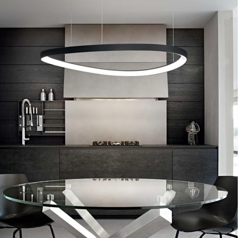 SOSPENSIONE MODERNA OVALE IN 4 MISURE LED INTEGRATO LUCE 3000K IN METALLO 3 COLORI CRISTALENSI - Cristalensi Shop Online