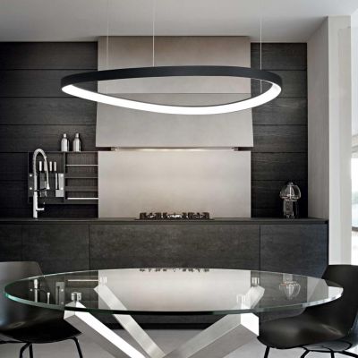 SOSPENSIONE MODERNA OVALE IN 4 MISURE LED INTEGRATO LUCE 3000K IN METALLO 3 COLORI CRISTALENSI - Cristalensi Shop Online