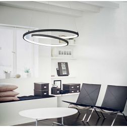OZ SOSPENSIONE MODERNA A SPIRALE 2 MISURE LED INTEGRATO LUCE 3000K COLORI BIANCO NERO O OTTONE Ideal Lux - Cristalensi Shop Onli