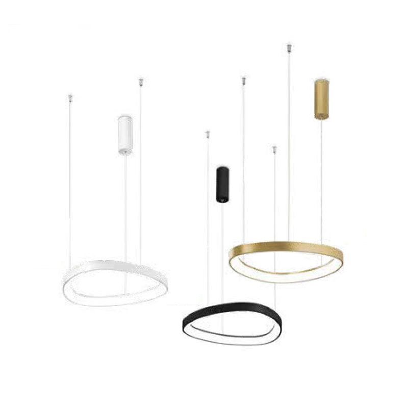 SOSPENSIONE MODERNA OVALE IN 4 MISURE LED INTEGRATO LUCE 3000K IN METALLO 3 COLORI CRISTALENSI - Cristalensi Shop Online