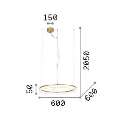 SOSPENSIONE MODERNA 2 MISURE LED INTEGRATO LUCE 3000K IN METALLO FINITURA OTTONE SPAZZOLATO CRISTALENSI - Cristalensi Shop Onlin
