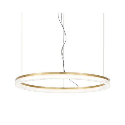 SOSPENSIONE MODERNA 2 MISURE LED INTEGRATO LUCE 3000K IN METALLO FINITURA OTTONE SPAZZOLATO CRISTALENSI - Cristalensi Shop Onlin