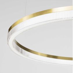 SOSPENSIONE MODERNA 2 MISURE LED INTEGRATO LUCE 3000K IN METALLO FINITURA OTTONE SPAZZOLATO CRISTALENSI - Cristalensi Shop Onlin 2
