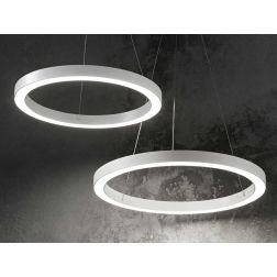 ORACLE SOSPENSIONE MODERNA AD ANELLO 3 MISURE BIANCO O NERO LED INTEGRATO LUCE 3000K Ideal Lux - Cristalensi Shop Online