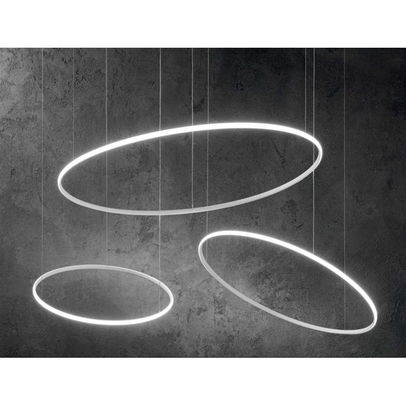 SOSPENSIONE MODERNA SOTTILE DI FORMA CIRCOLARE 3 MISURE LED INTEGRATO LUCE 3000K CRISTALENSI - Cristalensi Shop Online