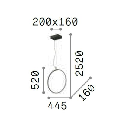 CIRCUS SOSPENSIONE SINGOLA A CERCHIO IN 3 MISURE COLORE NERO LED INTEGRATO LUCE 3000K DESIGN MODERNO Ideal Lux - Cristalensi Sho