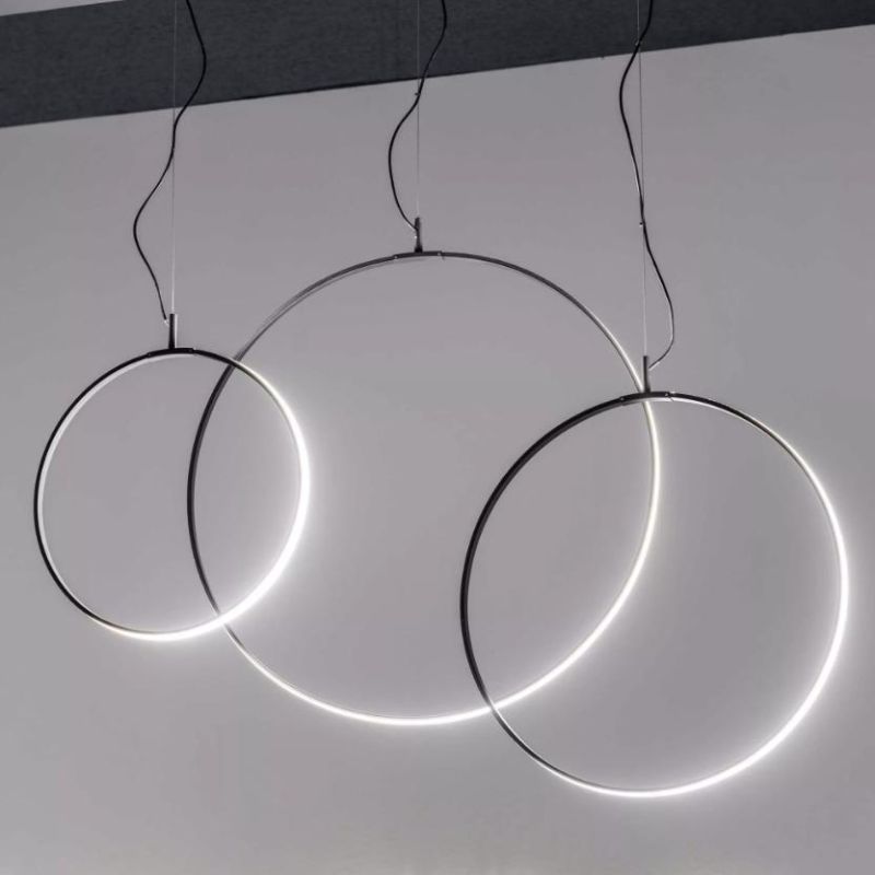 CIRCUS SOSPENSIONE SINGOLA A CERCHIO IN 3 MISURE COLORE NERO LED INTEGRATO LUCE 3000K DESIGN MODERNO Ideal Lux - Cristalensi Sho