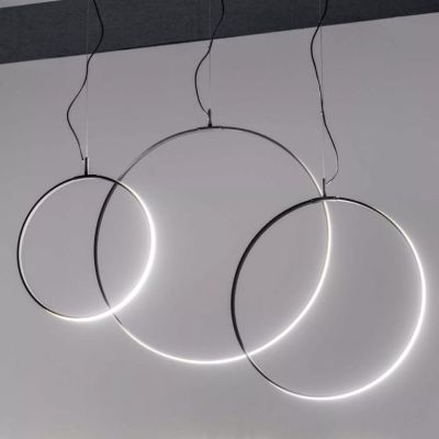 CIRCUS SOSPENSIONE SINGOLA A CERCHIO IN 3 MISURE COLORE NERO LED INTEGRATO LUCE 3000K DESIGN MODERNO Ideal Lux - Cristalensi Sho