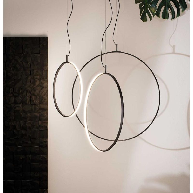 CIRCUS SOSPENSIONE SINGOLA A CERCHIO IN 3 MISURE COLORE NERO LED INTEGRATO LUCE 3000K DESIGN MODERNO Ideal Lux - Cristalensi Sho