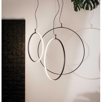 CIRCUS SOSPENSIONE SINGOLA A CERCHIO IN 3 MISURE COLORE NERO LED INTEGRATO LUCE 3000K DESIGN MODERNO Ideal Lux - Cristalensi Sho