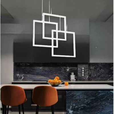 SOSPENSIONE MODERNA CON 3 QUADRATI LED INTEGRATO 80W LUCE 3000K BIANCO O NERO CRISTALENSI - Cristalensi Shop Online