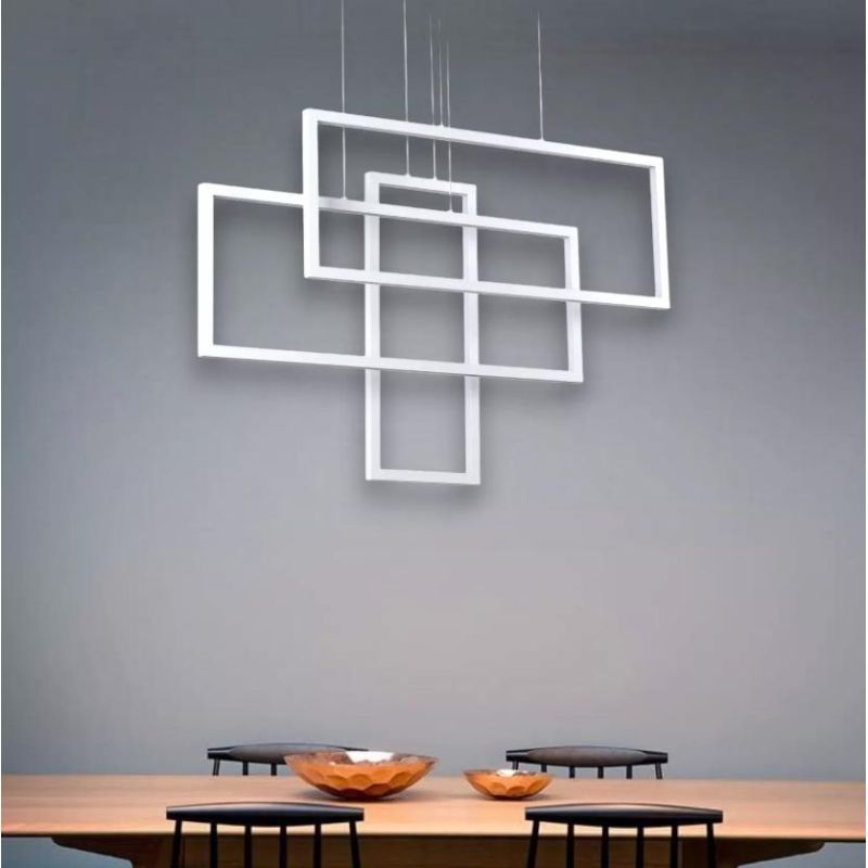 SOSPENSIONE MODERNA CON 3 RETTANGOLI LED INTEGRATO 93W LUCE 3000K BIANCO O NERO CRISTALENSI - Cristalensi Shop Online
