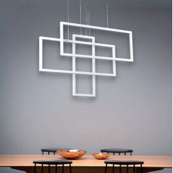 SOSPENSIONE MODERNA CON 3 RETTANGOLI LED INTEGRATO 93W LUCE 3000K BIANCO O NERO CRISTALENSI - Cristalensi Shop Online