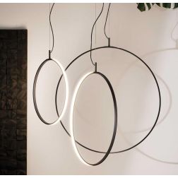 CIRCUS SOSPENSIONE SINGOLA A CERCHIO IN 3 MISURE COLORE NERO LED INTEGRATO LUCE 3000K DESIGN MODERNO Ideal Lux - Cristalensi Sho