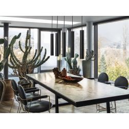 SOSPENSIONE CILINDRO DIAMETRO 6 CM ALTEZZA 40 CM IN METALLO 11 COLORI DESIGN MODERNO ATTACCO GU10 CRISTALENSI - Cristalensi Shop