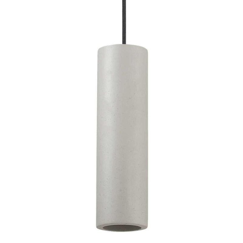 SOSPENSIONE IN CEMENTO H38 DIAMETRO 7 CON LAMPADINA GU10 CAVO SETA NERO CRISTALENSI - Cristalensi Shop Online