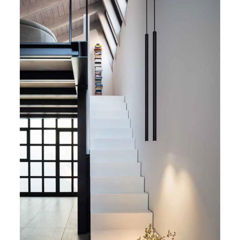 ULTRATHIN SOSPENSIONE MODERNA CILINDRICA LED 11,5W LUCE 3000K METALLO BIANCO NERO O CROMO Ideal Lux - Cristalensi Shop Online