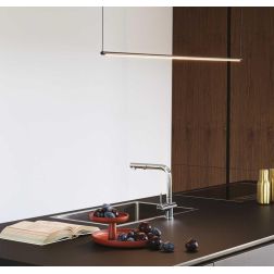 SOSPENSIONE LINEARE MODERNA METALLO NERO O BIANCO LED 20W LUCE 3000K CRISTALENSI - Cristalensi Shop Online