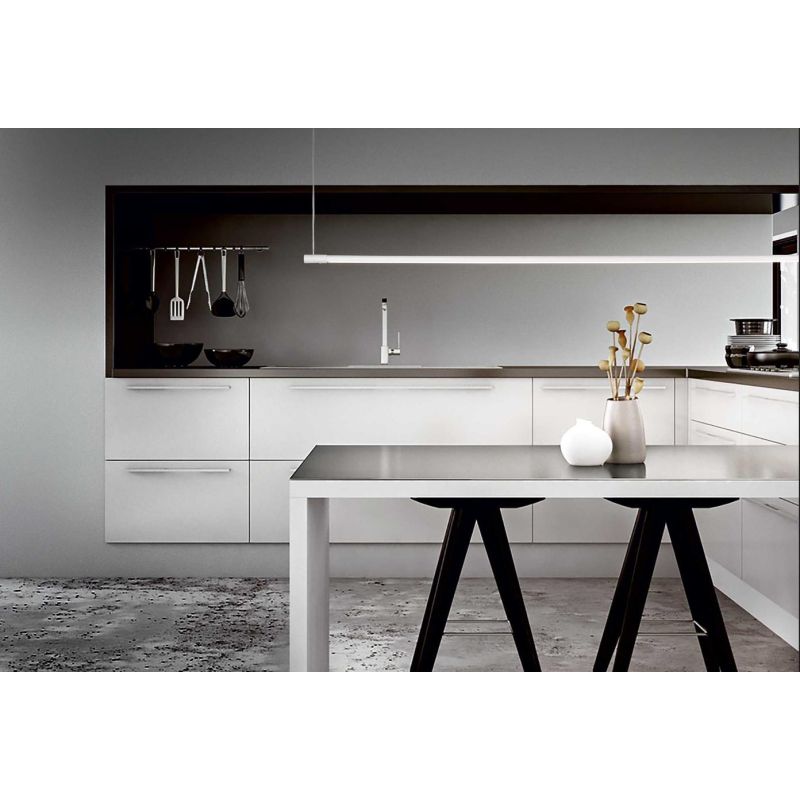 SOSPENSIONE LINEARE MODERNA IN METALLO NERO O BIANCO CON LED 17W LUCE 3000K CRISTALENSI - Cristalensi Shop Online