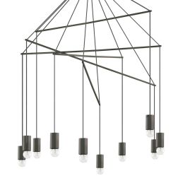 LAMPADARIO A SOSPENSIONE DAL DESIGN MODERNO CON 10 LUCI COLORE NERO CRISTALENSI - Cristalensi Shop Online 2