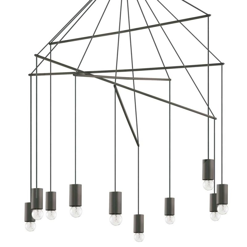 LAMPADARIO A SOSPENSIONE DAL DESIGN MODERNO CON 10 LUCI COLORE NERO CRISTALENSI - Cristalensi Shop Online
