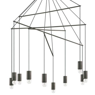 LAMPADARIO A SOSPENSIONE DAL DESIGN MODERNO CON 10 LUCI COLORE NERO CRISTALENSI - Cristalensi Shop Online