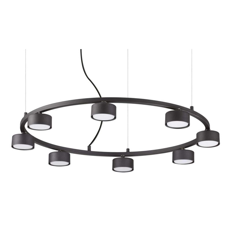 MINOR LAMPADARIO A SOSPENSIONE NERO CON 5 OPPURE 8 LUCI ATTACCO GX53 LAMPADINE INCLUSE MODERNA Ideal Lux - Cristalensi Shop Onli