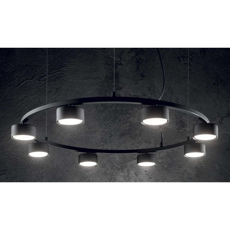 MINOR LAMPADARIO A SOSPENSIONE NERO CON 5 OPPURE 8 LUCI ATTACCO GX53 LAMPADINE INCLUSE MODERNA Ideal Lux - Cristalensi Shop Onli