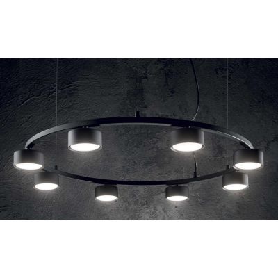 MINOR LAMPADARIO A SOSPENSIONE NERO CON 5 OPPURE 8 LUCI ATTACCO GX53 LAMPADINE INCLUSE MODERNA Ideal Lux - Cristalensi Shop Onli