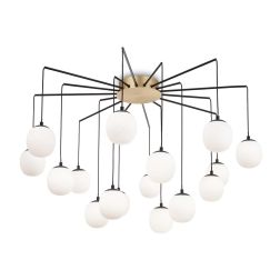 LAMPADARIO MODERNO IN METALLO NERO CON 12 OPPURE 16 SFERE IN VETRO BIANCO LAMPADINE G9 INCLUSE CRISTALENSI - Cristalensi Shop On 2