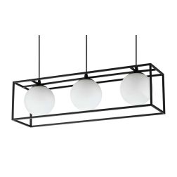 LAMPADARIO A SOSPENSIONE IN METALLO NERO O OTTONE RETTANGOLARE CON 3 SFERE IN VETRO MODERNO CRISTALENSI - Cristalensi Shop Onlin 2