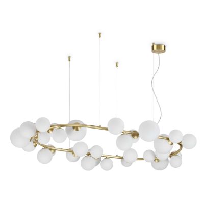 SOSPENSIONE MODERNA CIRCOLARE IN METALLO CON 30 SFERE IN VETRO FUME, BIANCO O AMBRA LAMPADINE G9 INCLUSE CRISTALENSI - Cristalen