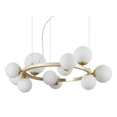 SOSPENSIONE CIRCOLARE IN METALLO CON 14 OPPURE 11 SFERE IN VETRO FUME, BIANCO O AMBRA LAMPADINE G9 INCLUSE CRISTALENSI - Cristal