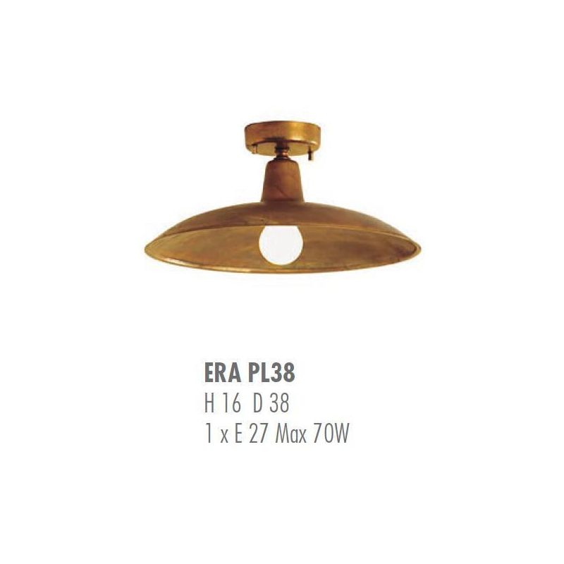 ERA PLAFONIERA D.38 DA ESTERNO IN OTTONE NATURALE O VERNICIATO DI ANTRACITE O CORTEN CRISTALENSI OTTONE - Cristalensi Shop Onlin