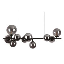 SOSPENSIONE LINEARE ORIZZONTALE IN METALLO CON 10 SFERE IN VETRO FUME, BIANCO O AMBRA LAMPADINE G9 INCLUSE CRISTALENSI - Cristal 2
