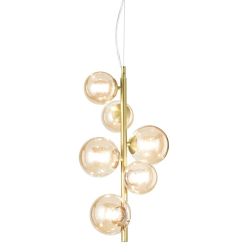 SOSPENSIONE VERTICALE MODERNA IN METALLO CON 6 SFERE IN VETRO FUME, BIANCO O AMBRA LAMPADINE G9 INCLUSE Ideal Lux - Cristalensi 2