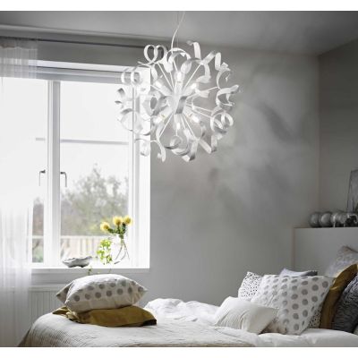SOLE SOSPENSIONE DAL DESIGN MODERNO IN METALLO BIANCO CON DECORI ORO O ARGENTO DIPINTI A MANO CRISTALENSI LUX - Cristalensi Shop