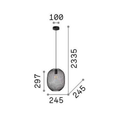SOSPENSIONE SINGOLA VINTAGE IN 3 MISURE CON DIFFUSORE A RETE BIANCO,NERO O ORO LAMPADINA E27 CRISTALENSI - Cristalensi Shop Onli