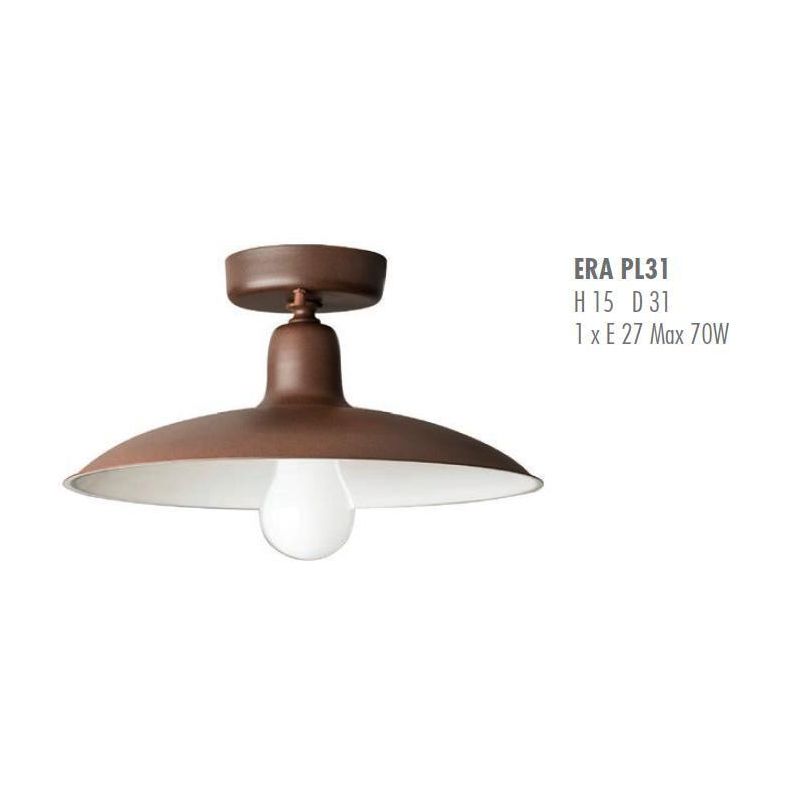 ERA PLAFONIERA DA ESTERNO IN OTTONE NATURALE O VERNICIATO DI ANTRACITE O CORTEN CRISTALENSI OTTONE - Cristalensi Shop Online
